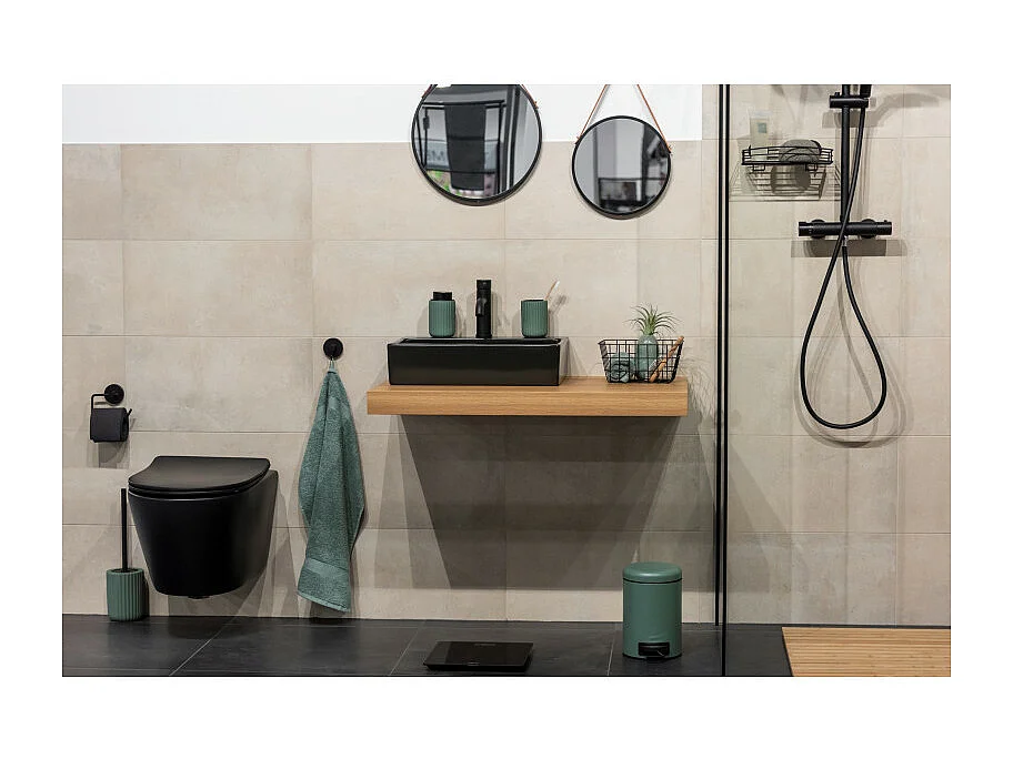 Gobelet pour brosse à dent en céramique "Belluno" - Vert - D 8 x H 11 cm