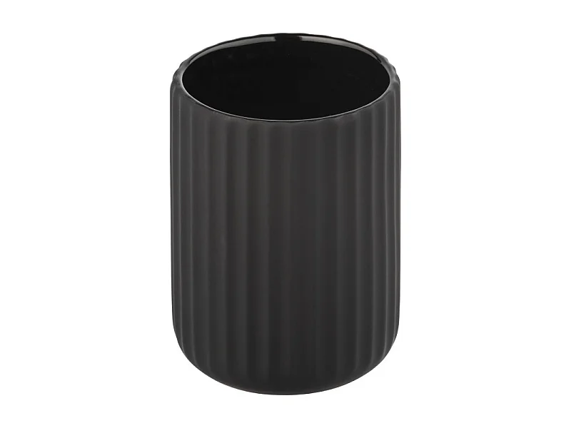 Gobelet pour brosse à dent en céramique "Belluno" - Noir - D 8 x H 11 cm