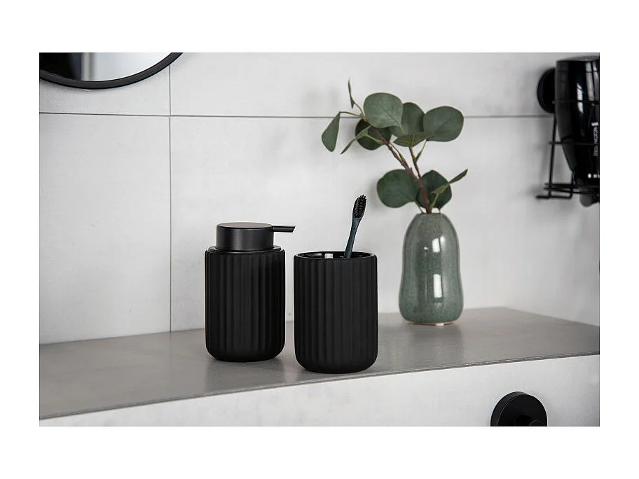 Gobelet pour brosse à dent en céramique "Belluno" - Noir - D 8 x H 11 cm