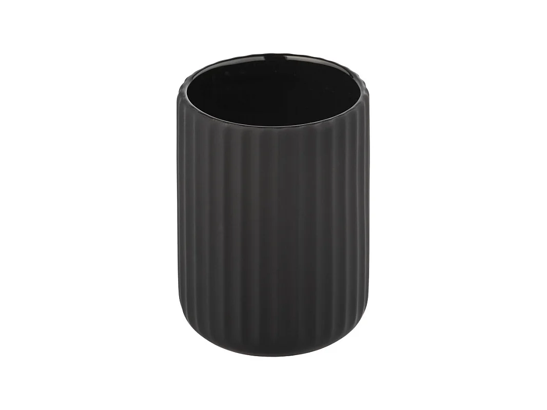 Gobelet pour brosse à dent en céramique "Belluno" - Noir - D 8 x H 11 cm