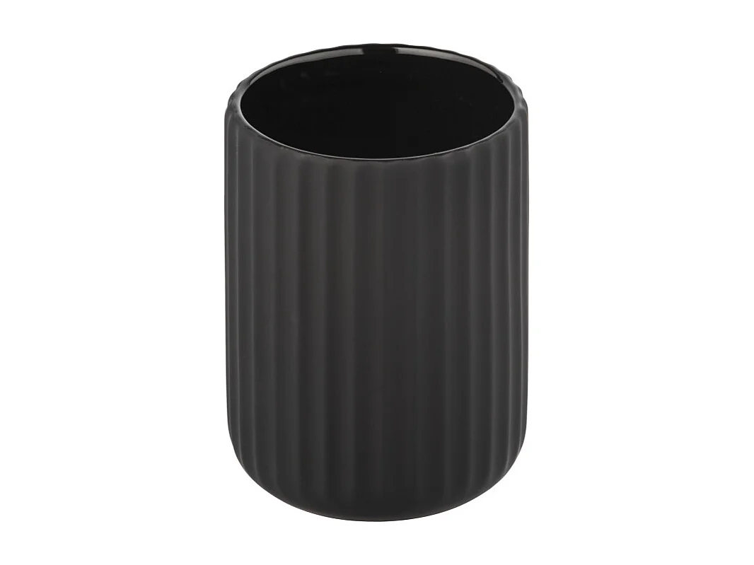 Gobelet pour brosse à dent en céramique "Belluno" - Noir - D 8 x H 11 cm