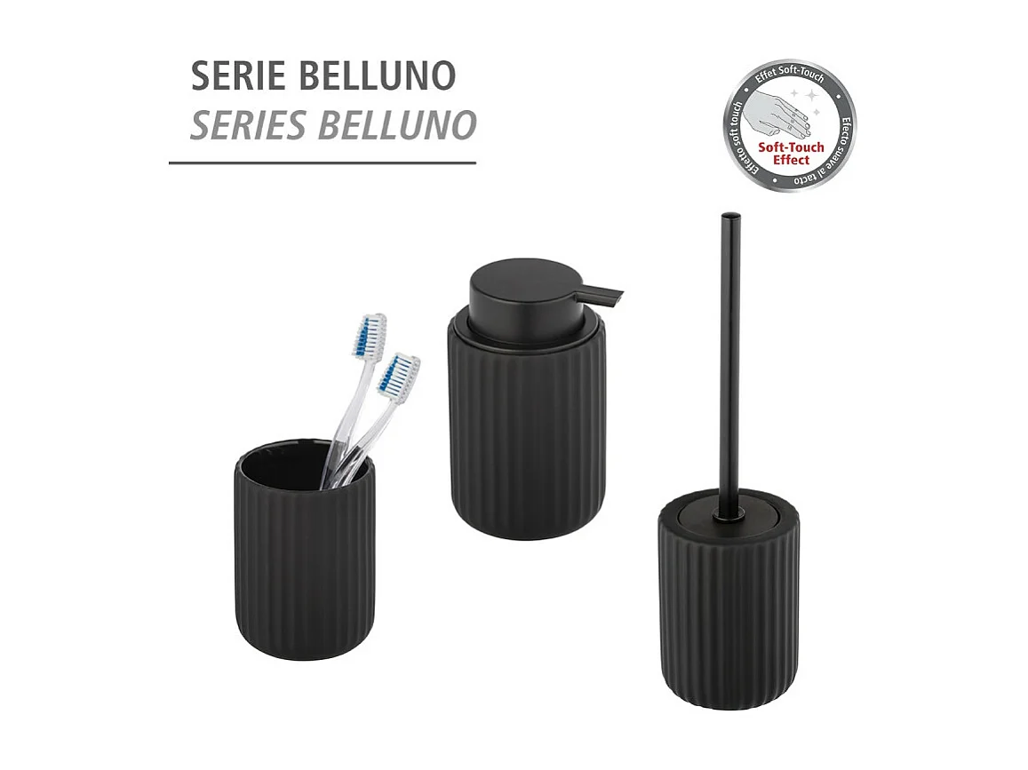 Gobelet pour brosse à dent en céramique "Belluno" - Noir - D 8 x H 11 cm