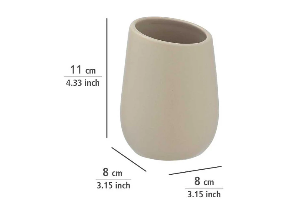 Gobelet en céramique "Badi" - Beige - D 8 x H 11 cm
