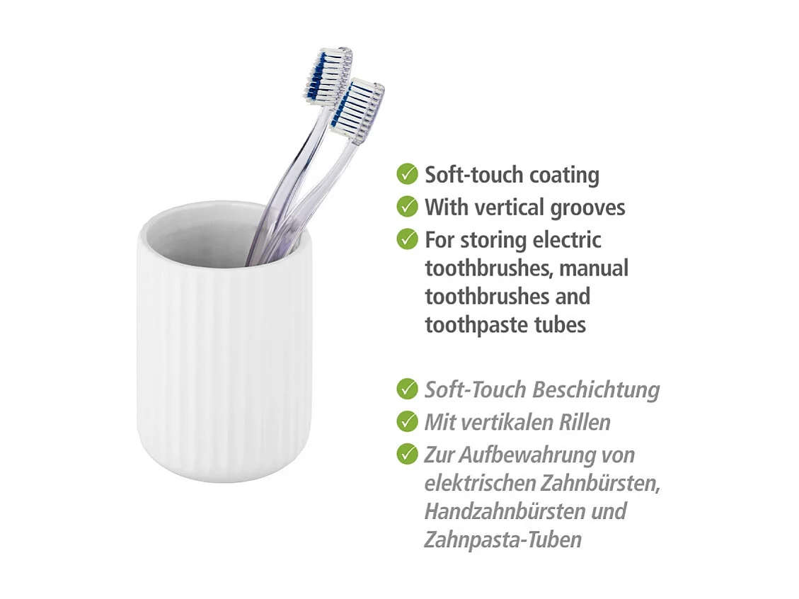 Gobelet pour brosse à dent en céramique "Belluno" - Blanc - D 8 x H 11 cm