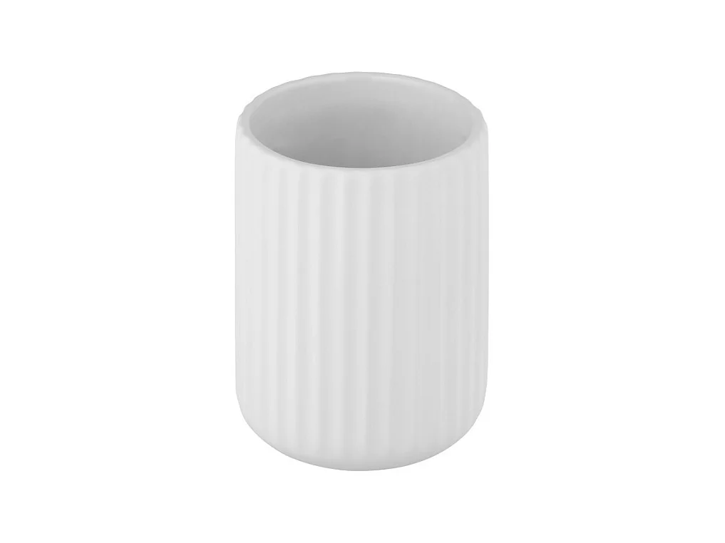 Gobelet pour brosse à dent en céramique "Belluno" - Blanc - D 8 x H 11 cm