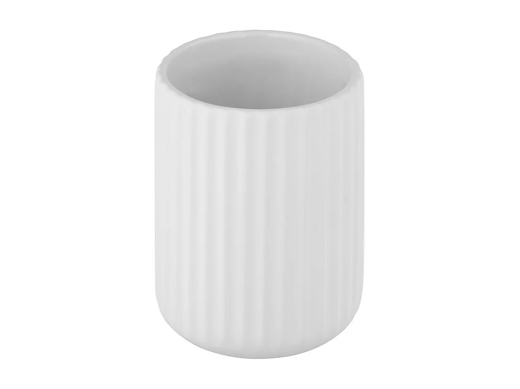 Gobelet pour brosse à dent en céramique "Belluno" - Blanc - D 8 x H 11 cm