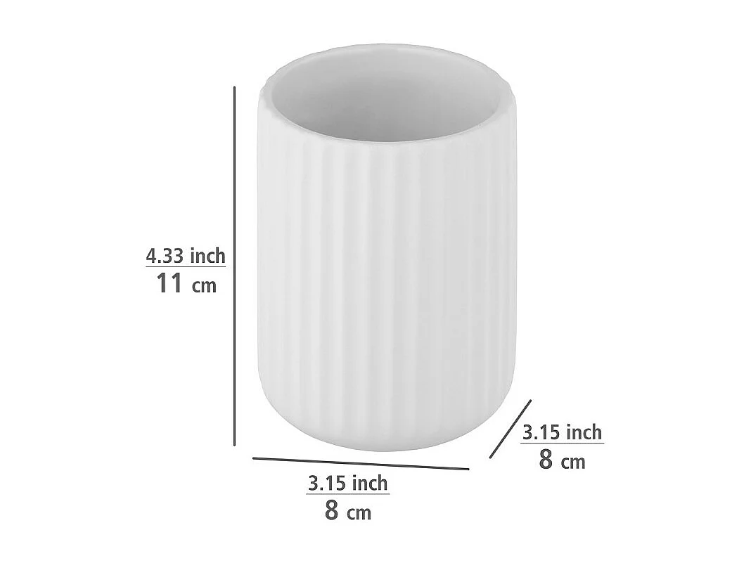 Gobelet pour brosse à dent en céramique "Belluno" - Blanc - D 8 x H 11 cm