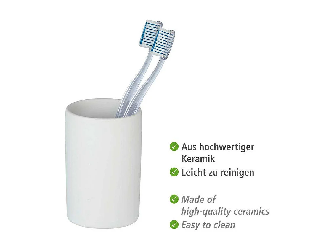 Gobelet porte-brosses à dents en céramique "Polaris" - Blanc - D 7 x 11 cm