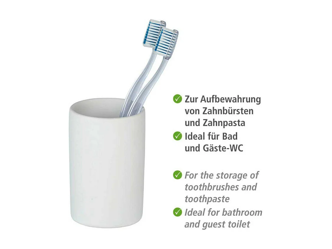 Gobelet porte-brosses à dents en céramique "Polaris" - Blanc - D 7 x 11 cm