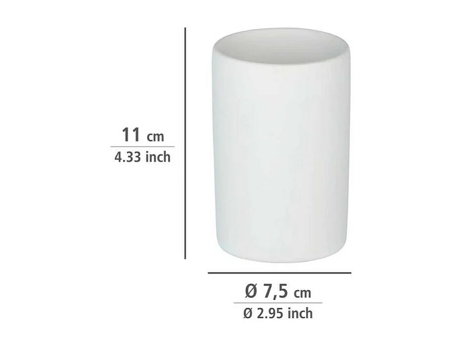 Gobelet porte-brosses à dents en céramique "Polaris" - Blanc - D 7 x 11 cm