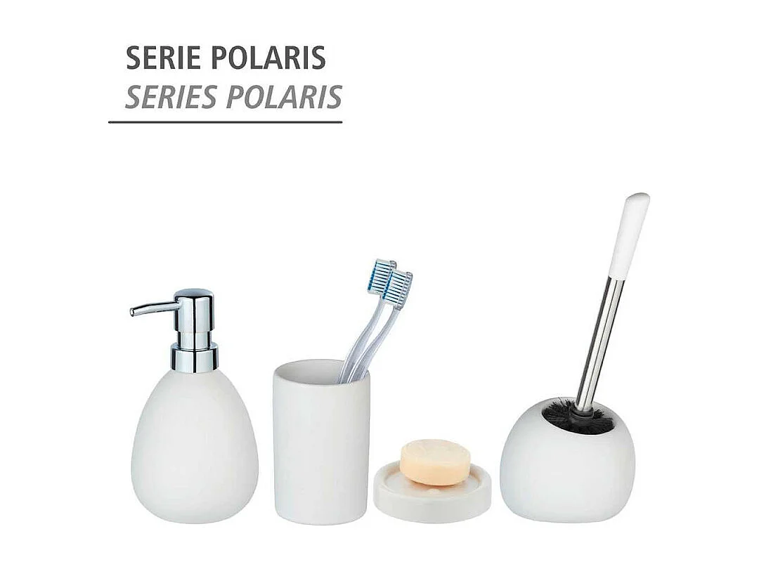 Gobelet porte-brosses à dents en céramique "Polaris" - Blanc - D 7 x 11 cm