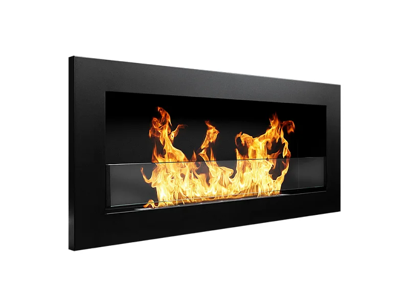 Wand- oder Einbau-Bioethanolkamin Livorno Nero L 90 x T 12 x H 40 mit Glas