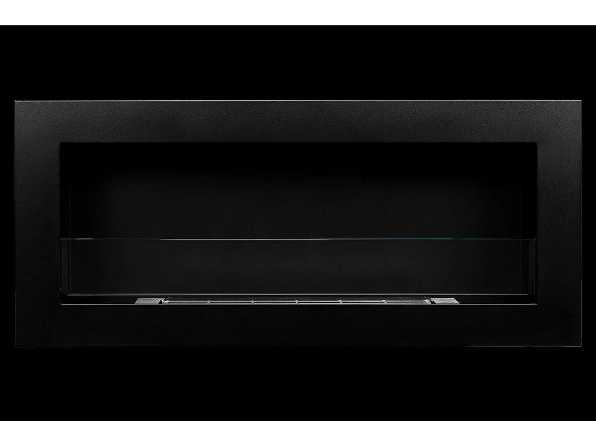 Cheminée bioéthanol murale ou encastrable Livorno Nero L 90 x P 12 x H 40 avec vitre
