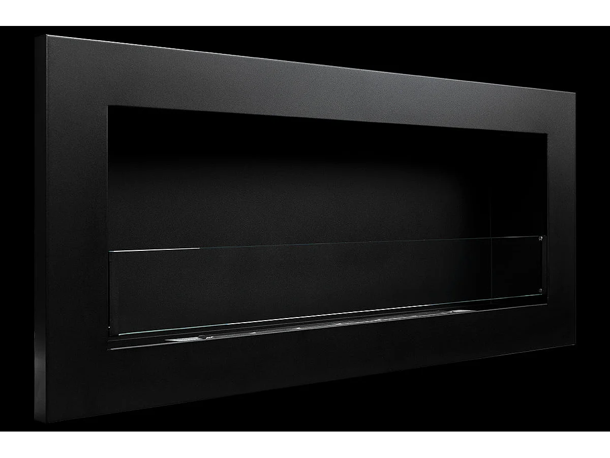 Cheminée bioéthanol murale ou encastrable Livorno Nero L 90 x P 12 x H 40 avec vitre