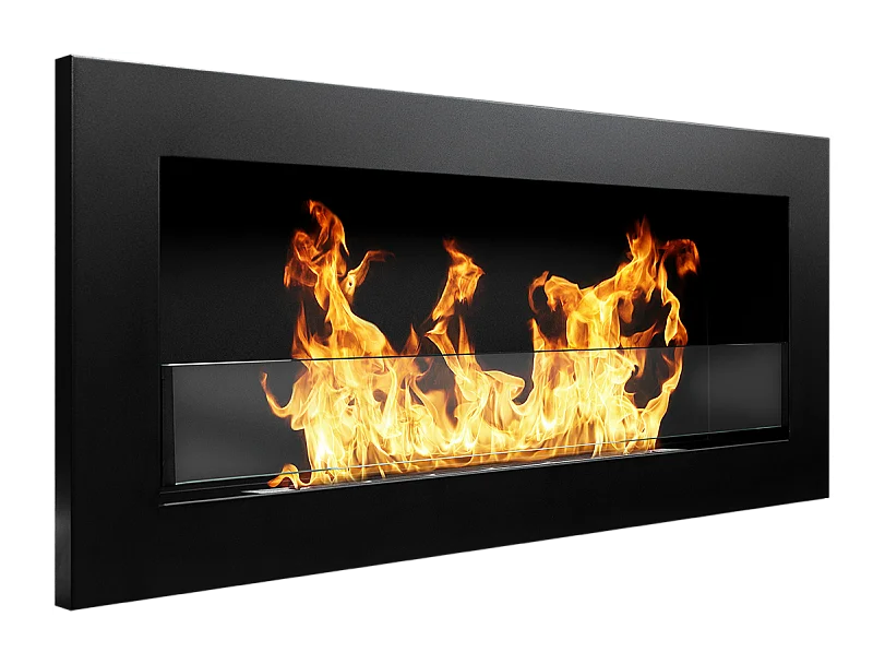 Lareira de parede ou embutida a bioetanol Livorno Nero L 90 x D 12 x H 40 com vidro