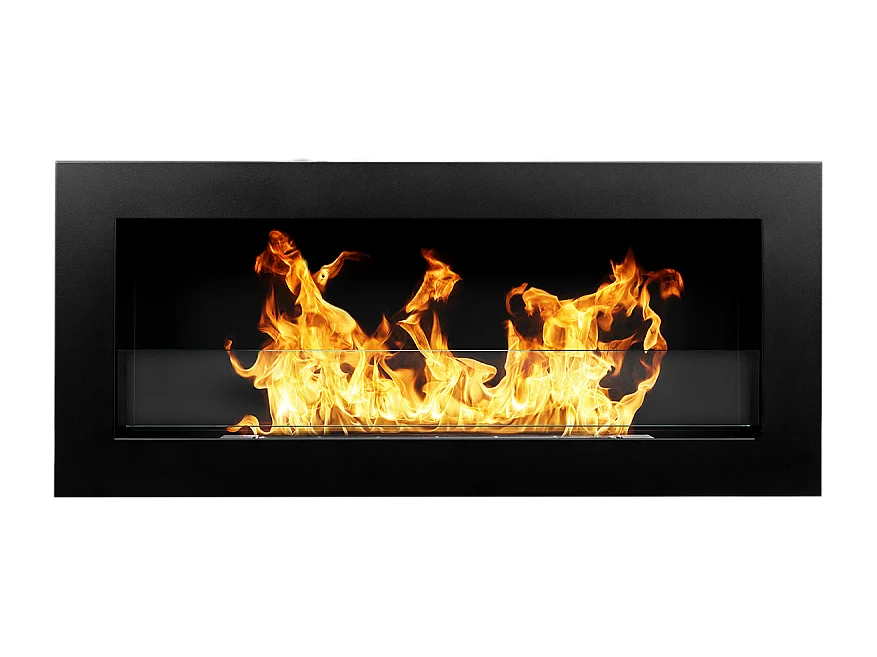 Lareira de parede ou embutida a bioetanol Livorno Nero L 90 x D 12 x H 40 com vidro