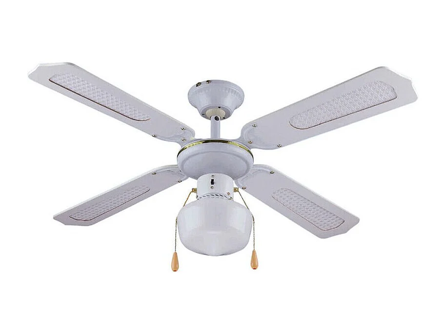 Ventilateur de plafond 4 pales 1 lumière D.105 cm 50w couleur BLANC DA54012