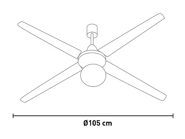 Ventilateur de plafond 4 pales 1 lumière D.105 cm 50w couleur BLANC DA54012