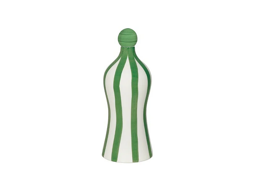 Lido - Zafferanogrün gestreifte Keramikflasche