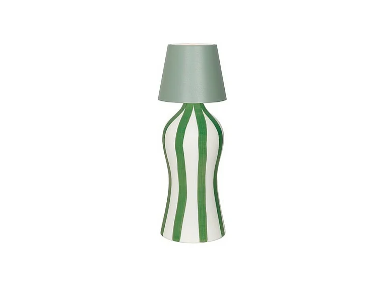 Lido - Zafferanogrün gestreifte Keramikflasche