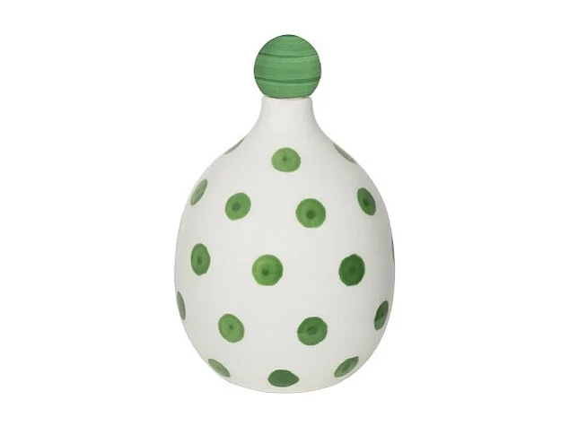 Lido - Bottiglia in ceramica a Pois Verdi Zafferano