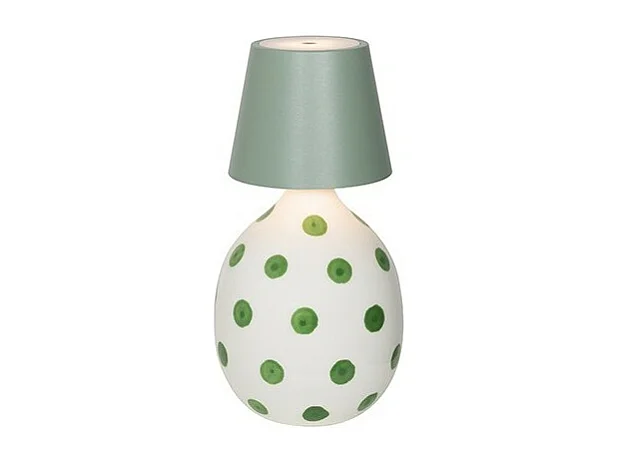 Lido - Bottiglia in ceramica a Pois Verdi Zafferano