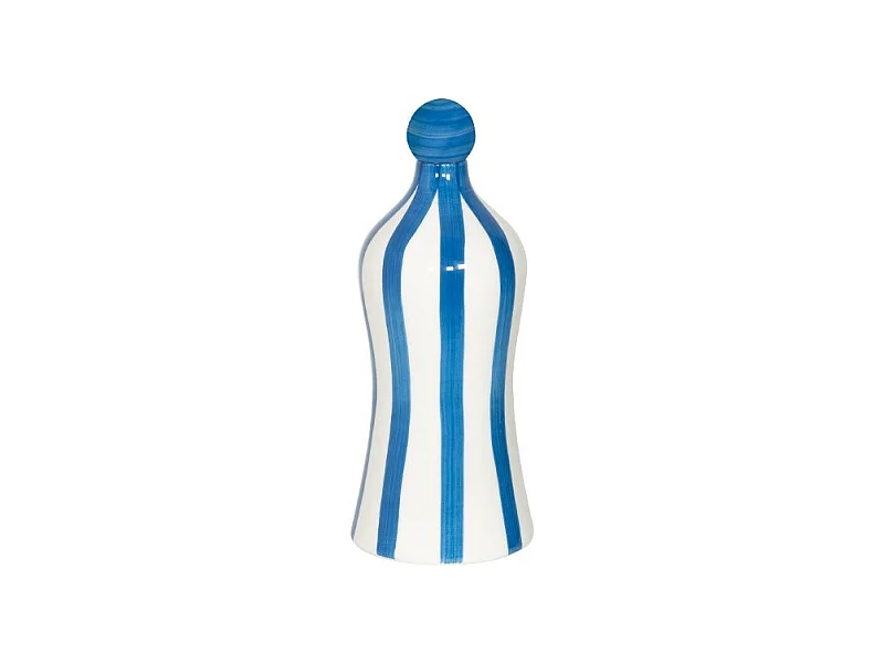 Lido - Zafferanoblau gestreifte Keramikflasche