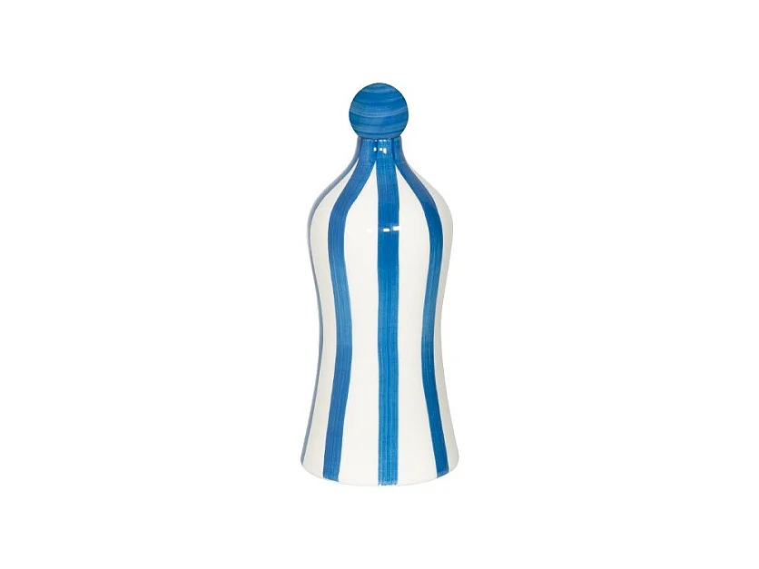Lido Bouteille en céramique rayée bleu Zafferano