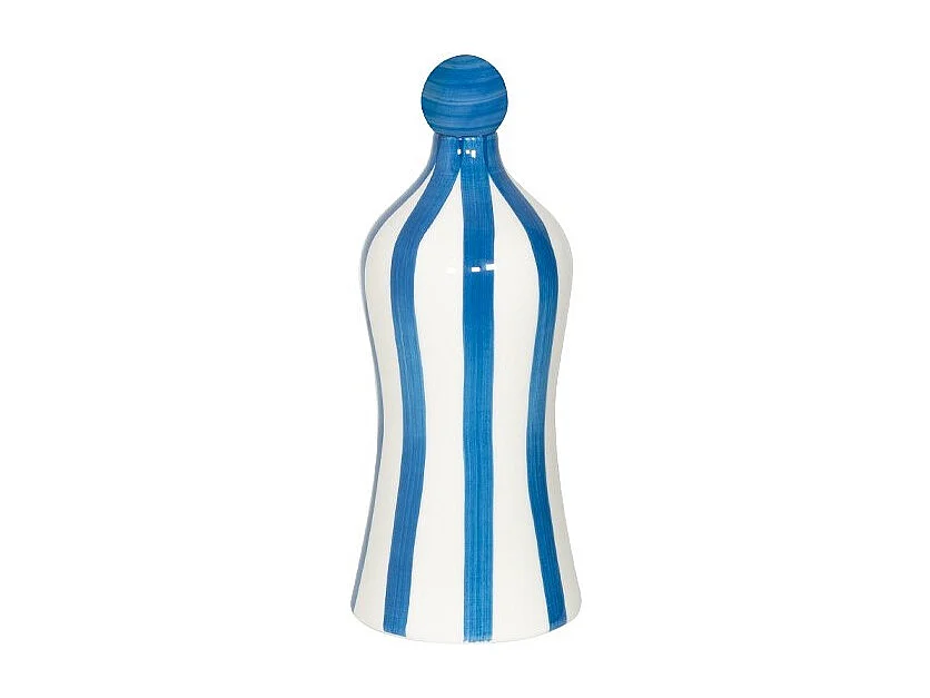 Lido Bouteille en céramique rayée bleu Zafferano