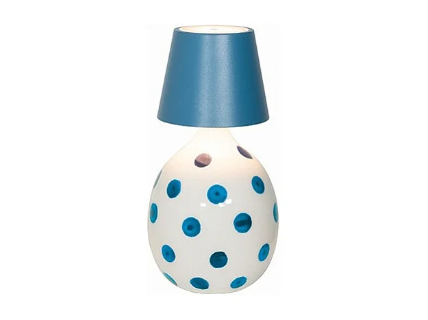 Lido - Botella de cerámica con lunares azul azafrán