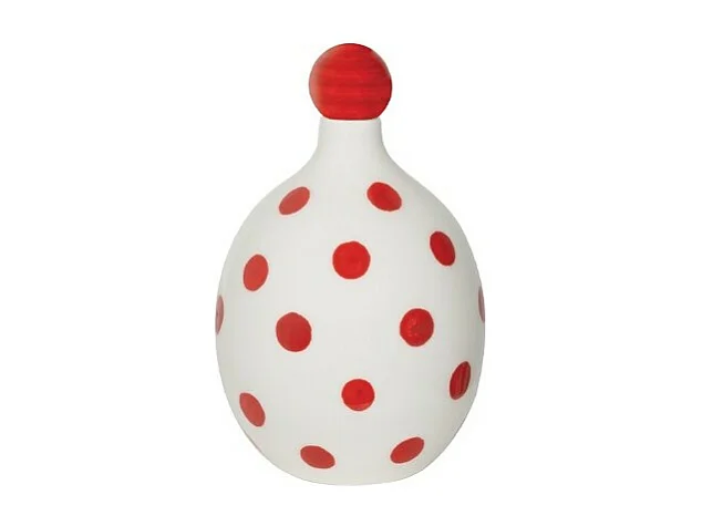 Lido - Butelka ceramiczna w czerwone kropki w kolorze szafranowym