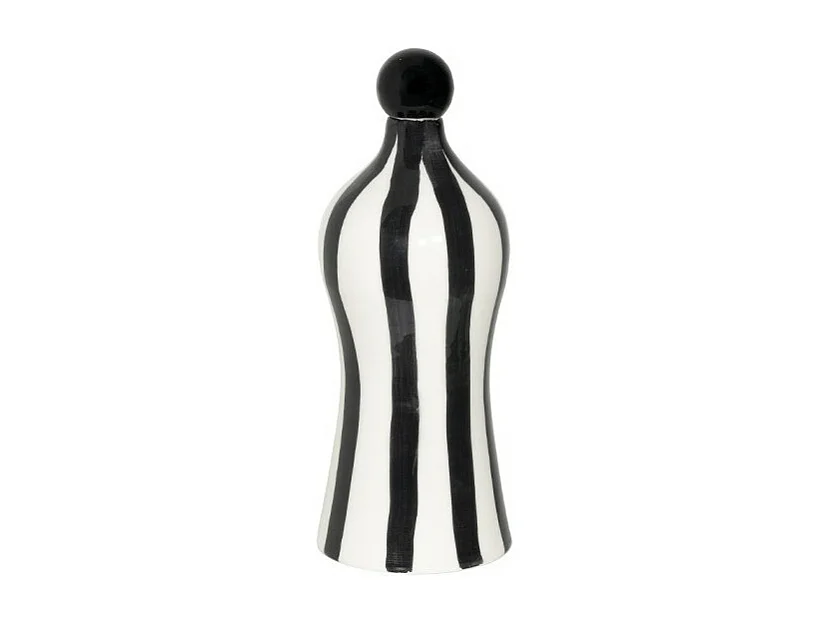 Lido - Botella de cerámica de rayas negras azafrán