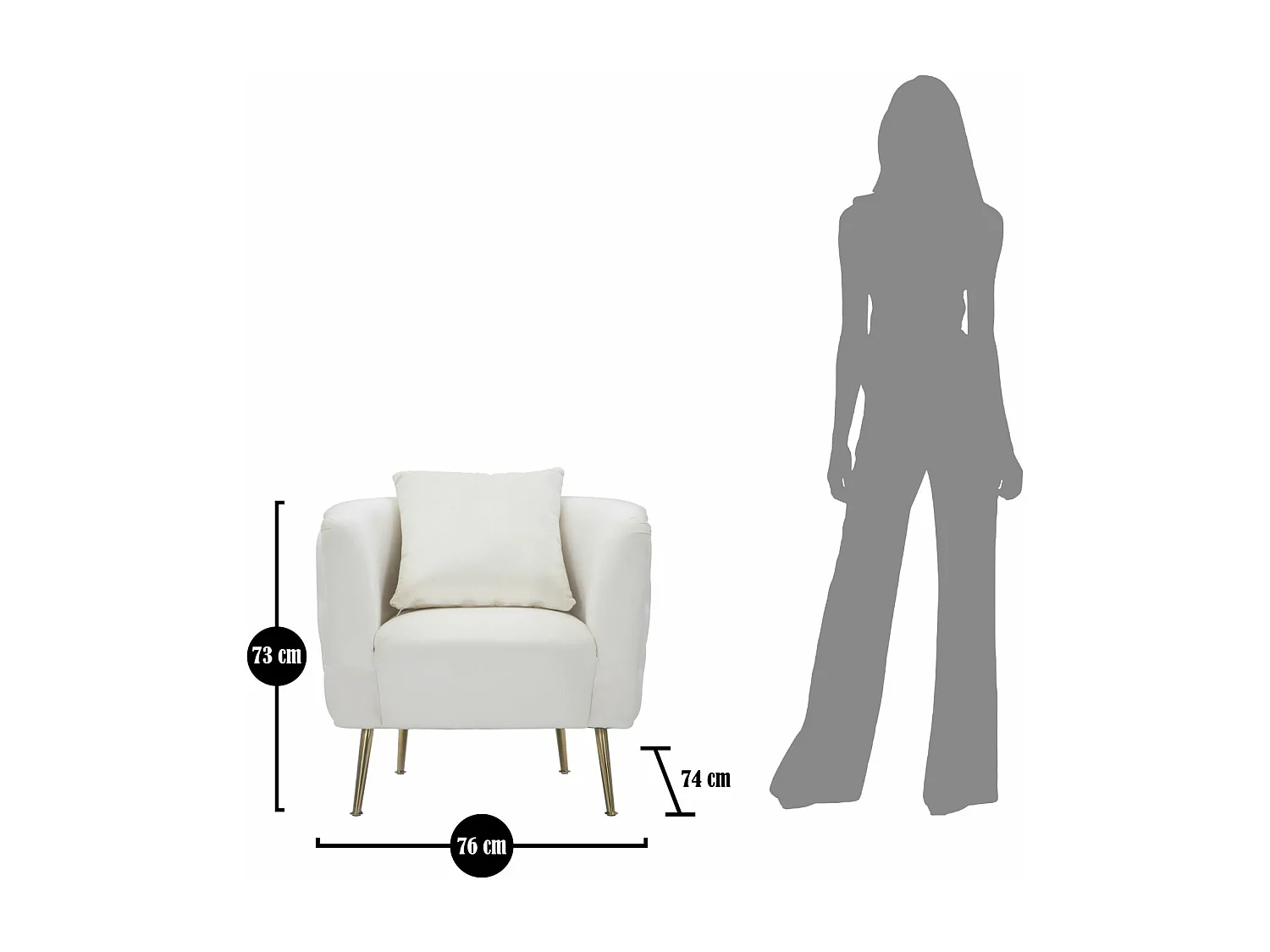 Boekarest Fauteuil Crème Cm 76X74X73