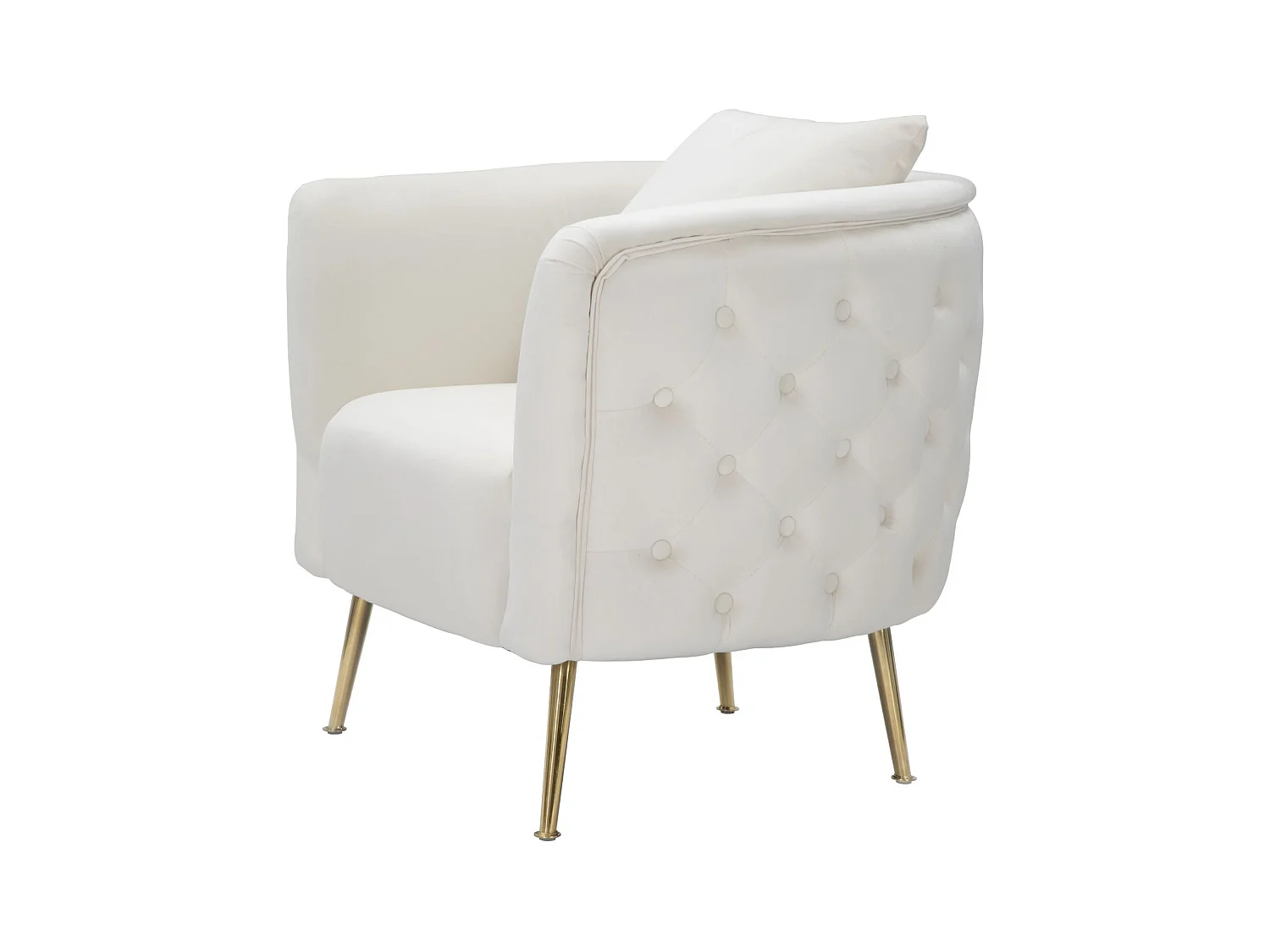 Fauteuil en Velours "Bucarest" 76cm Crème