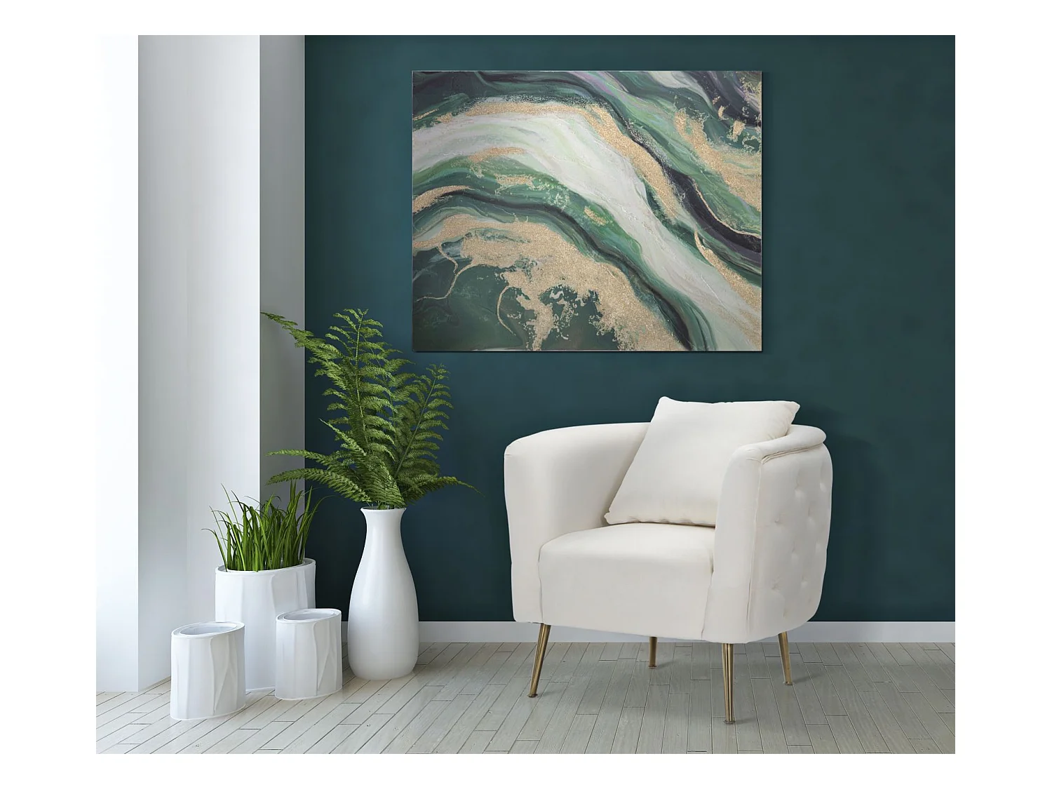 Fauteuil en Velours "Bucarest" 76cm Crème