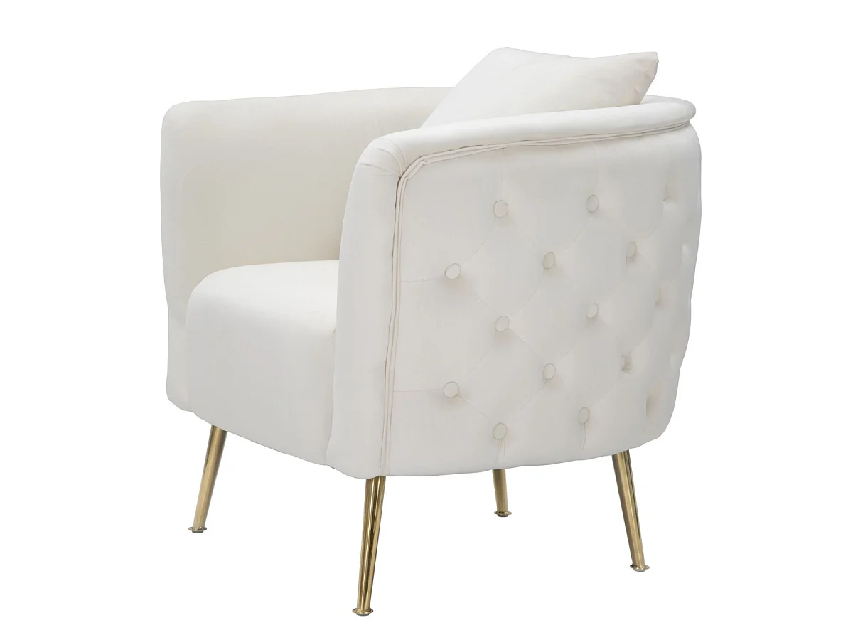 Fauteuil en Velours "Bucarest" 76cm Crème