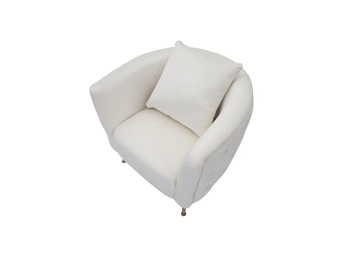 Fauteuil en Velours "Bucarest" 76cm Crème