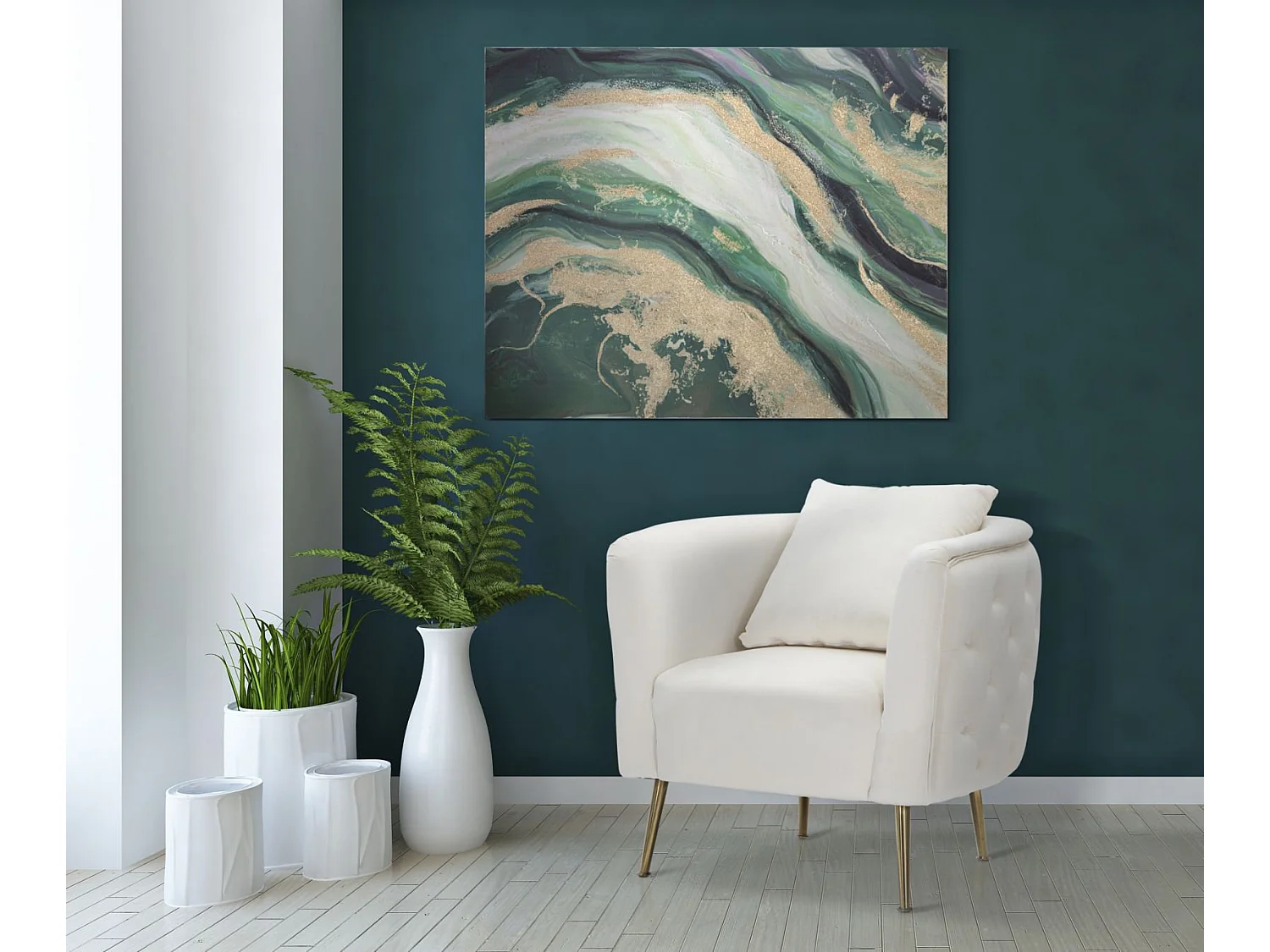 Fauteuil en Velours "Bucarest" 76cm Crème
