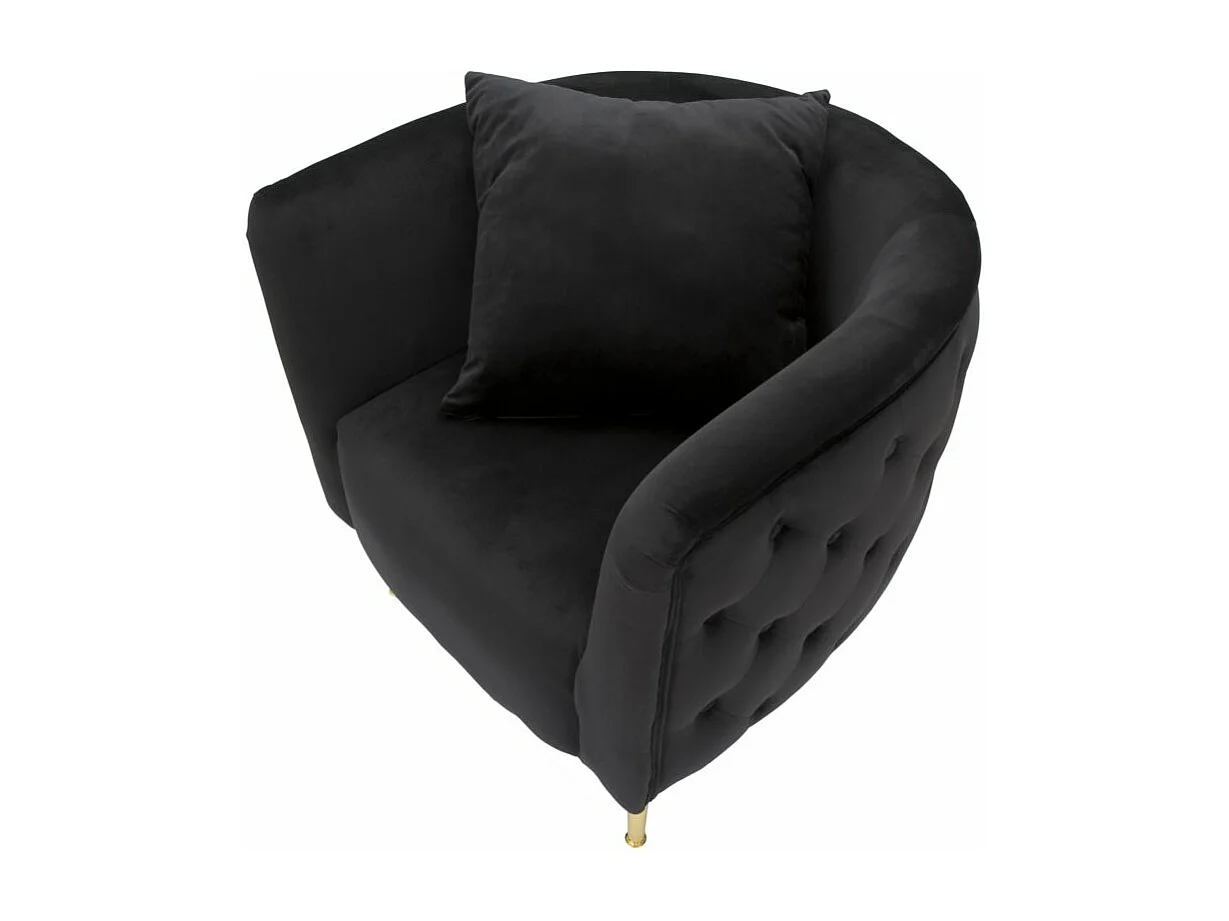 Fauteuil en Velours "Bucarest" 76cm Noir