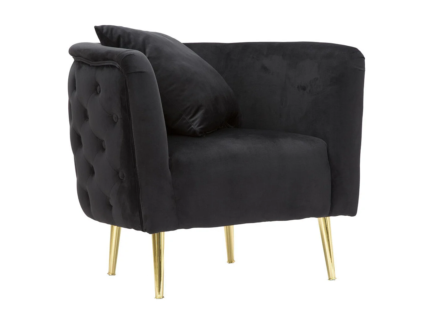 Fauteuil en Velours "Bucarest" 76cm Noir
