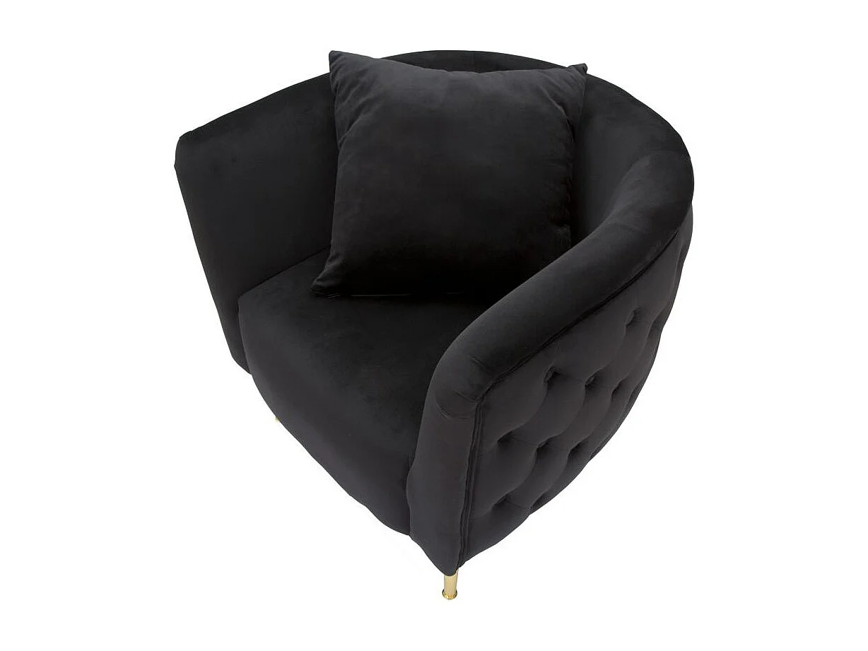 Fauteuil en Velours "Bucarest" 76cm Noir