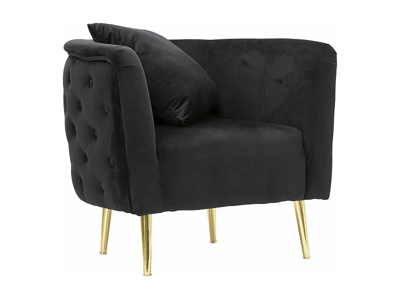 Fauteuil en Velours "Bucarest" 76cm Noir