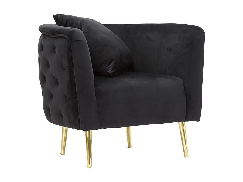 Fauteuil en Velours "Bucarest" 76cm Noir