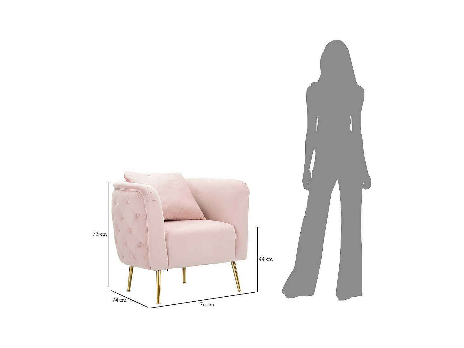 FAUTEUIL BUCAREST ROSE 76X74X73 CM