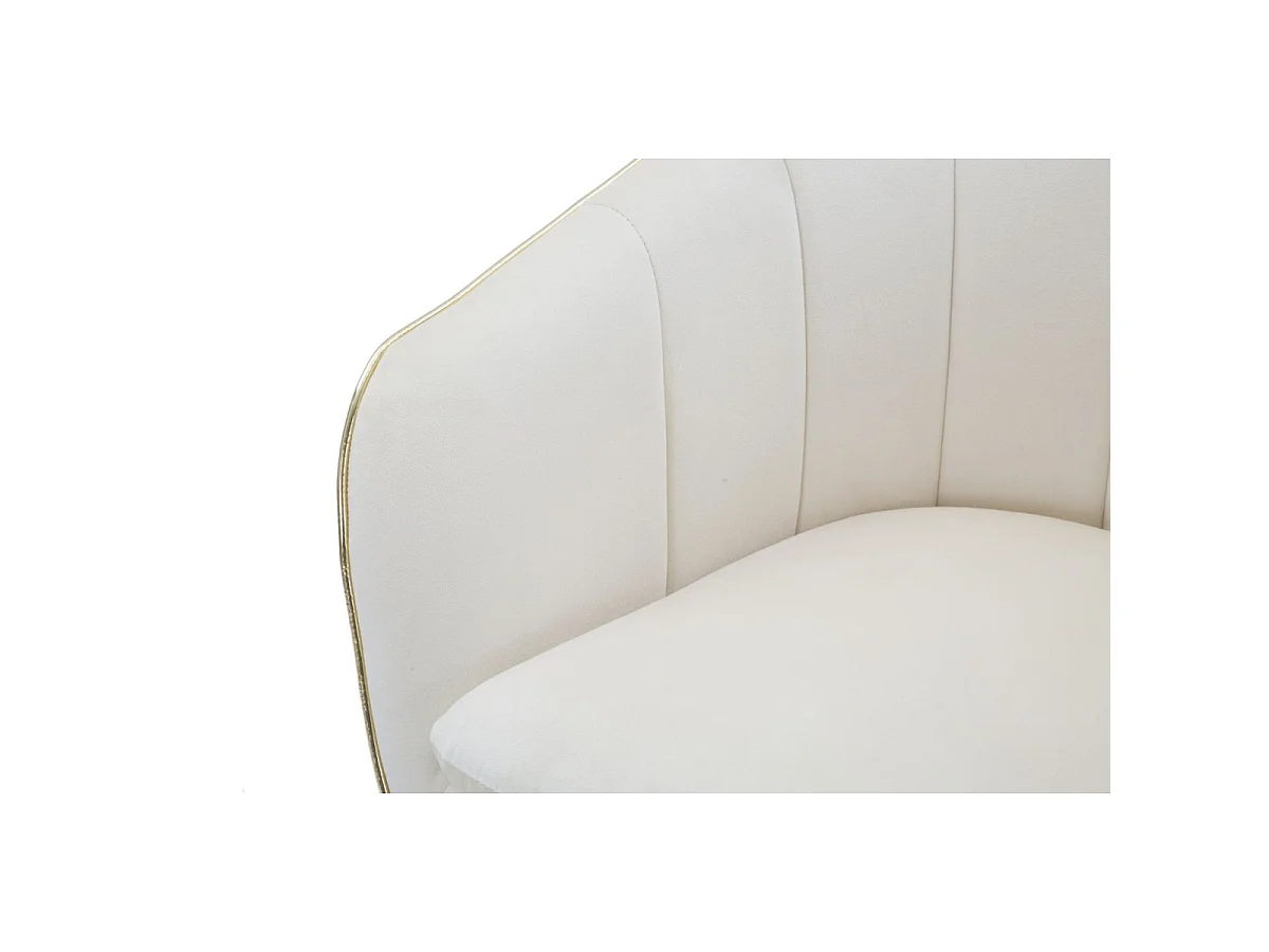 Paris Glam Crème en Goud Fauteuil - Gestoffeerde fauteuil met zwarte houten poten en gouden details, afmetingen 62x58x78 cm