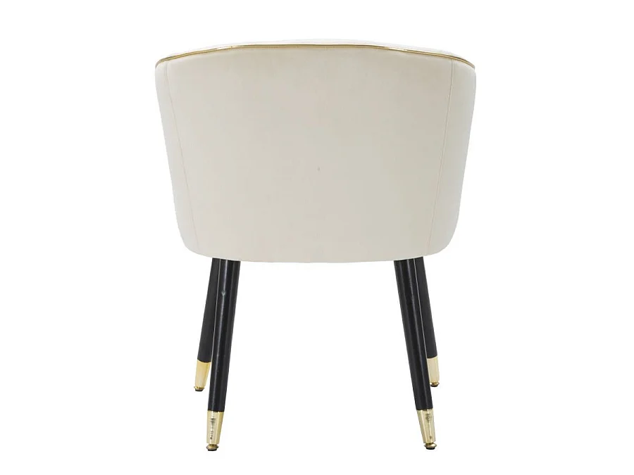 Paris Glam Crème en Goud Fauteuil - Gestoffeerde fauteuil met zwarte houten poten en gouden details, afmetingen 62x58x78 cm