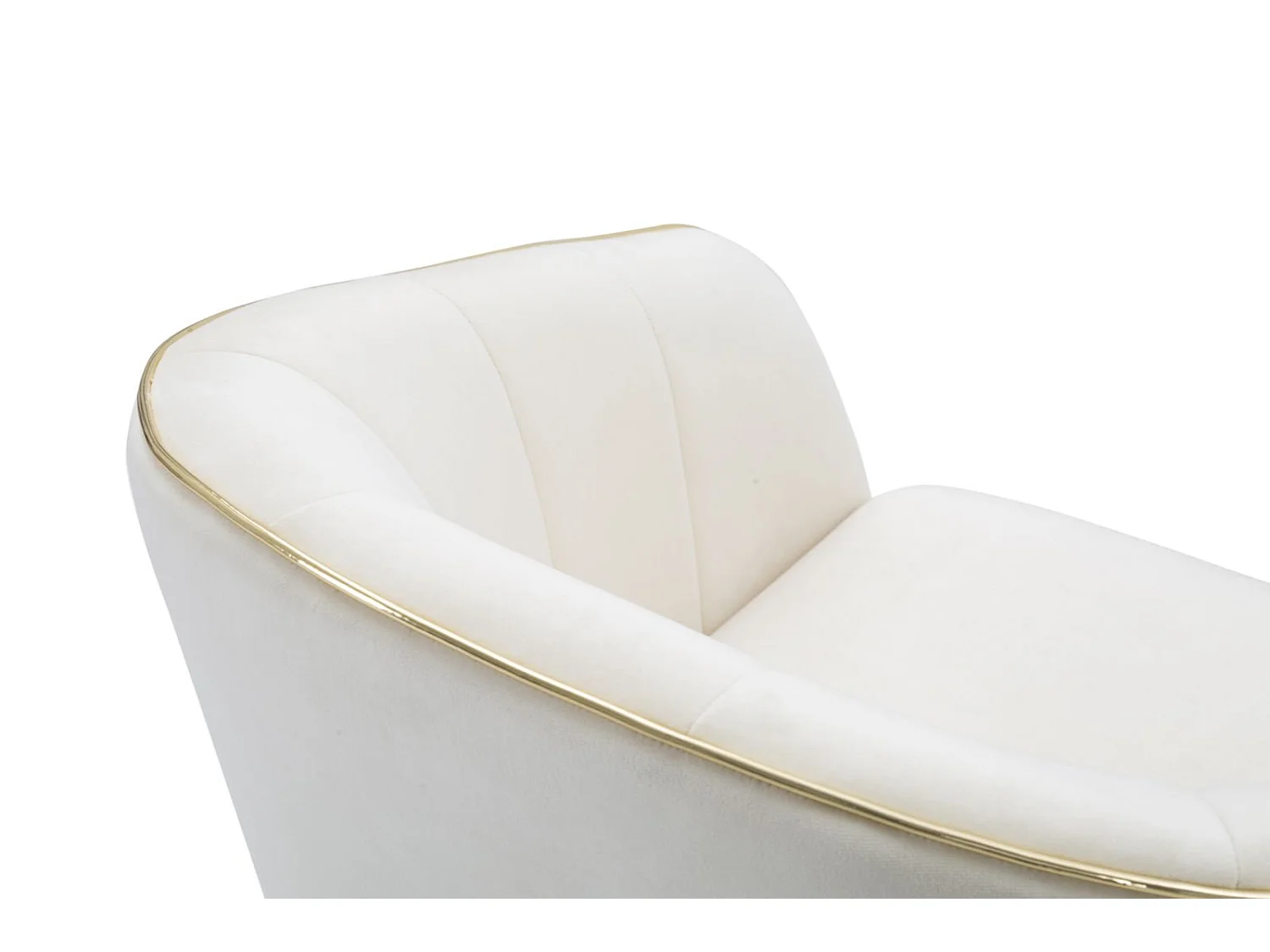 Paris Glam Crème en Goud Fauteuil - Gestoffeerde fauteuil met zwarte houten poten en gouden details, afmetingen 62x58x78 cm