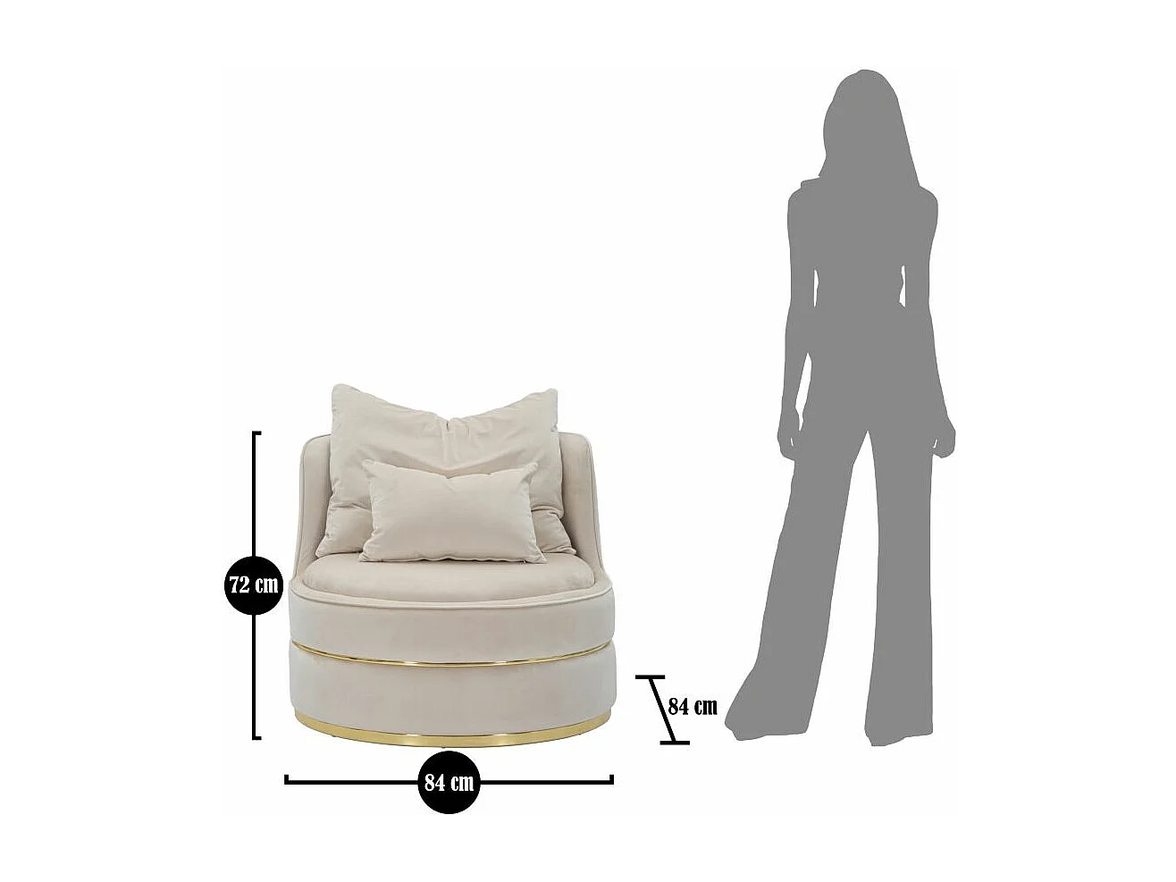 POLTRONA PARIS SPACE CREME/OURO CM Ø 84X72