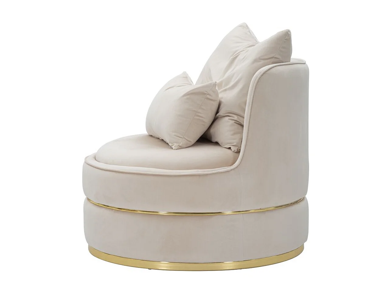 Fauteuil Paris Space Crème/Or en Tissu Rembourré avec Décorations Dorées