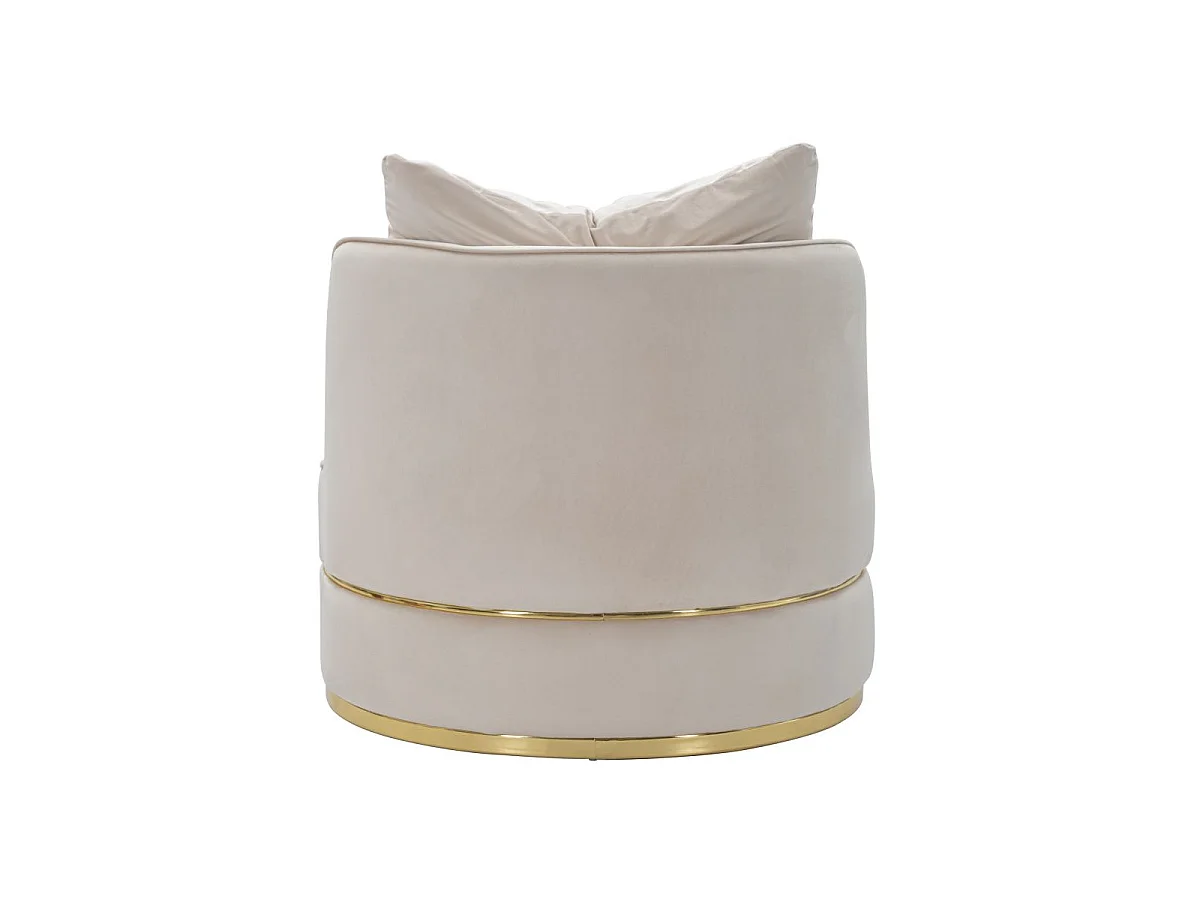 Fauteuil Paris Space Crème/Or en Tissu Rembourré avec Décorations Dorées